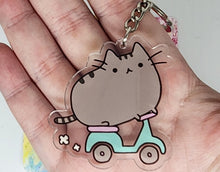 Load image into Gallery viewer, Scooter Pusheen Acrylic Keychain
