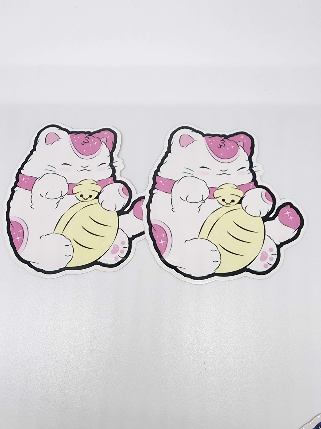 Lucky Cat White Border Sticker